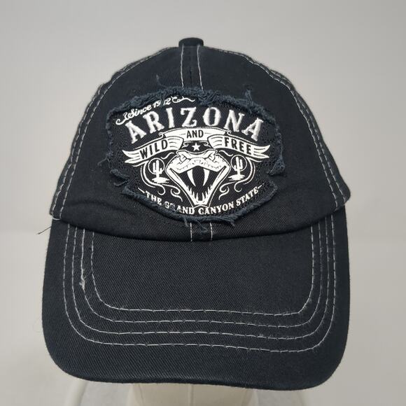 Arizona Wild And Free The Grand Canyon State Baseball Cap Black OS Distressed - Picture 2 of 8